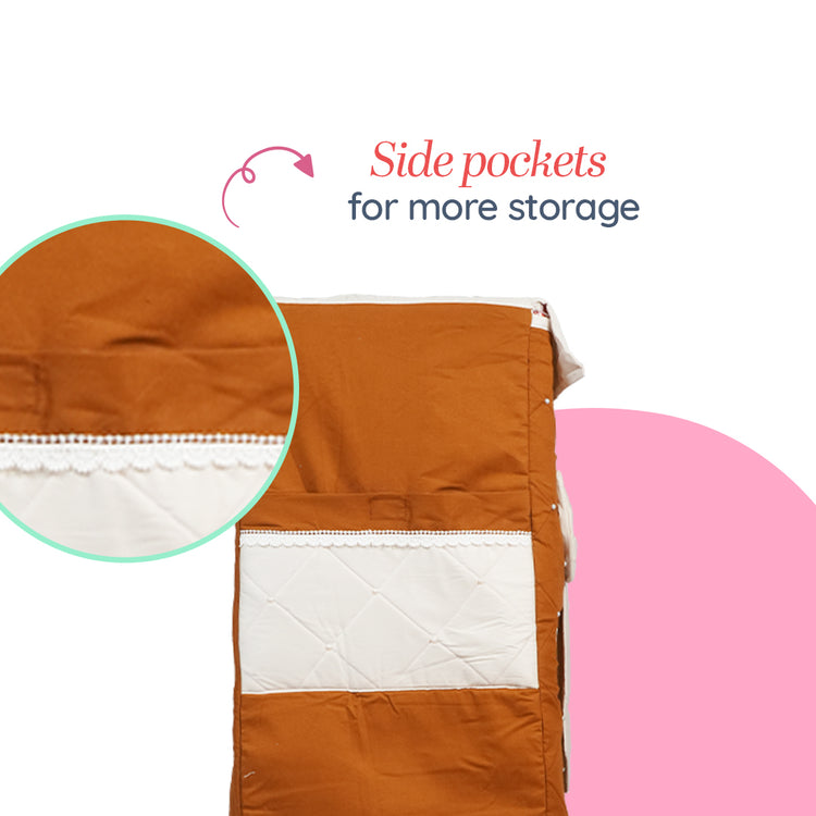 Adorables Cupboard – Coffee & Off White | Bow & Pearls Work | Side Pockets | Lace Detailing