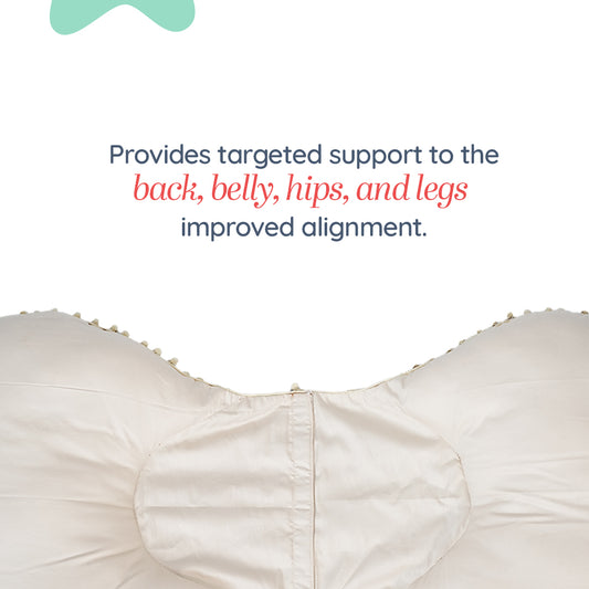 Adorables Pregnancy Pillow-(Small) | Coffee & Off White | Pompom Lace Design | Full Body Support for Expecting Mothers