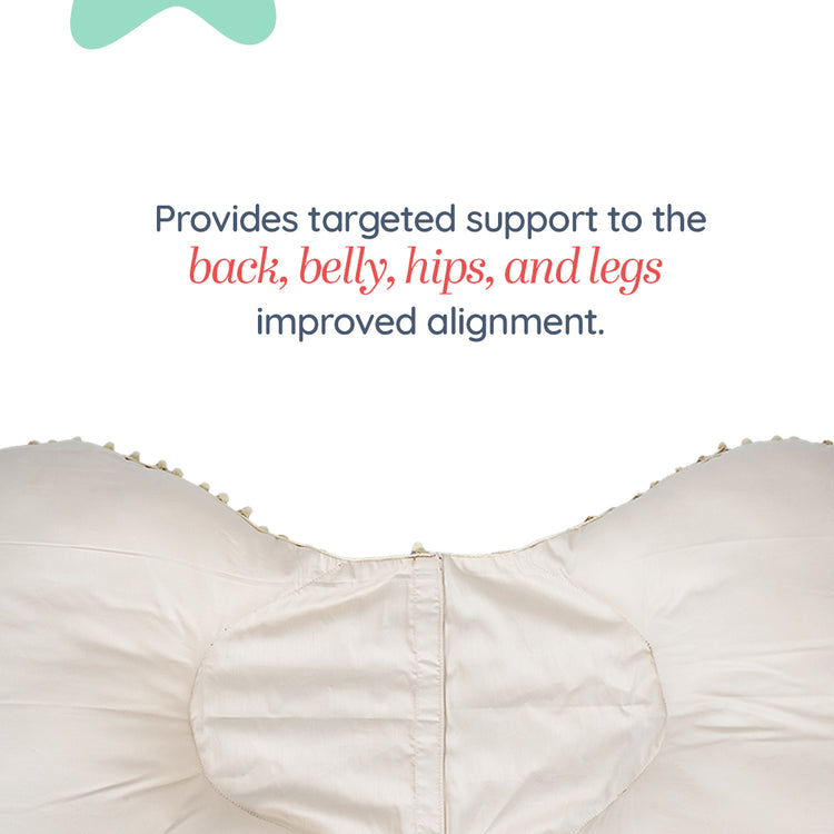 Adorables Pregnancy Pillow-(Small) | Coffee & Off White | Pompom Lace Design | Full Body Support for Expecting Mothers