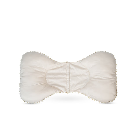 Adorables Pregnancy Pillow-(Small) | Coffee & Off White | Pompom Lace Design | Full Body Support for Expecting Mothers