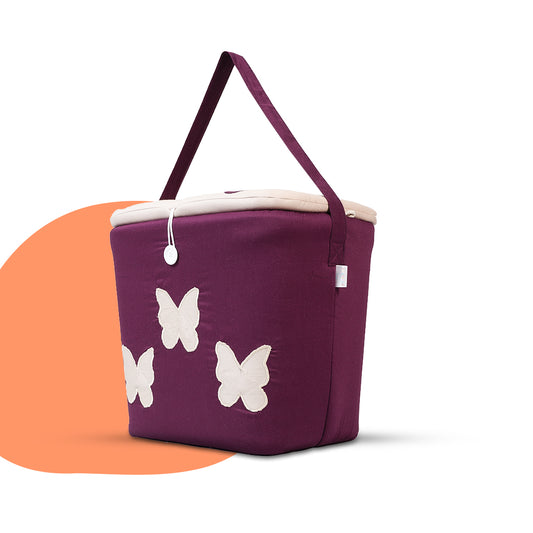 Adorables Baby Basket (Large) | Lightweight Storage | Purple & Beige Butterfly Design | Organizer for Baby Essentials