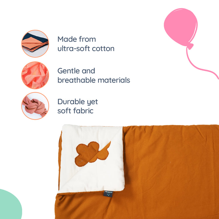 Adorables Quilt-L | Coffee & Off White | Cotton & Recron Sheet | Includes Side & Neck Pillows