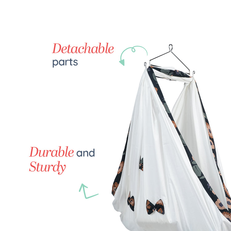 Adorables Cradle Set | Black & Beige | Cotton with Net | Elegant & Secure Sleeping Space
