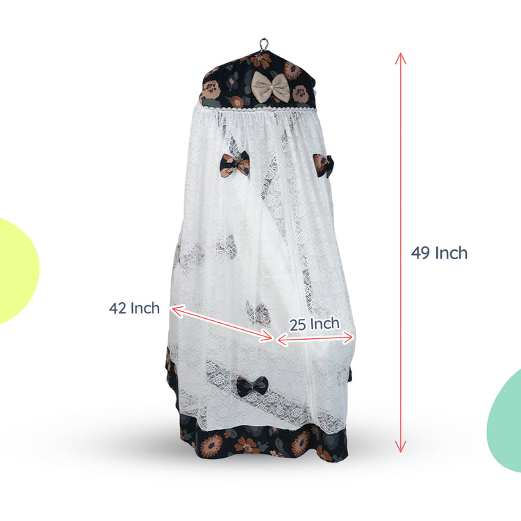 Adorables Cradle Set | Black & Beige | Cotton with Net | Elegant & Secure Sleeping Space