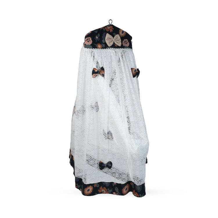 Adorables Cradle Set | Black & Beige | Cotton with Net | Elegant & Secure Sleeping Space