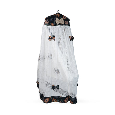 Adorables Cradle Set | Black & Beige | Cotton with Net | Elegant & Secure Sleeping Space