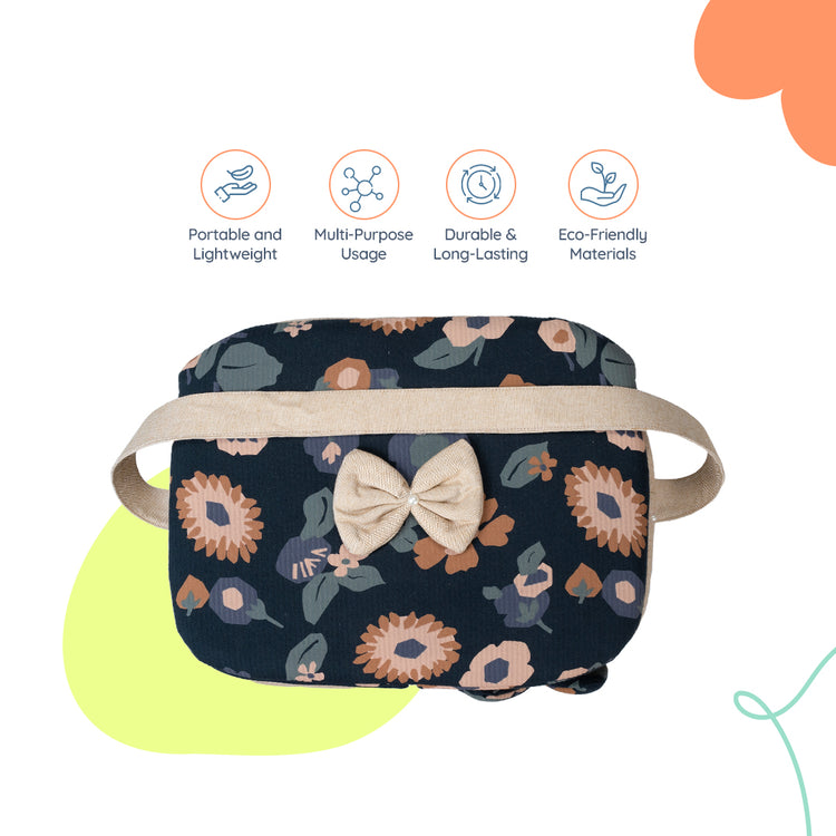 Adorables Baby Basket (Large) | Lightweight Storage | Black & Beige Floral Design | Organizer for Baby Essentials
