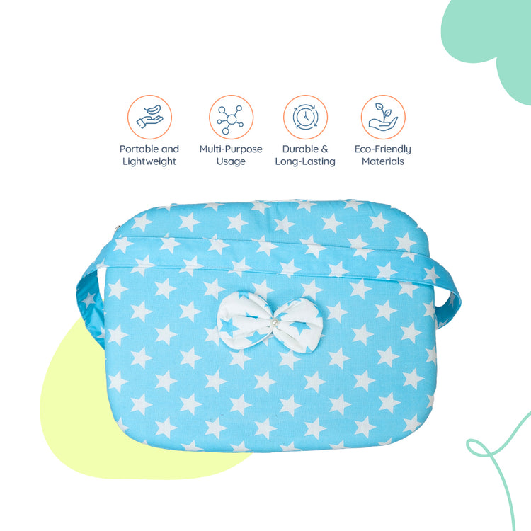 Adorables Baby Basket (Large) | Lightweight Storage | Sky Blue & White Star Design | Organizer for Baby Essentials