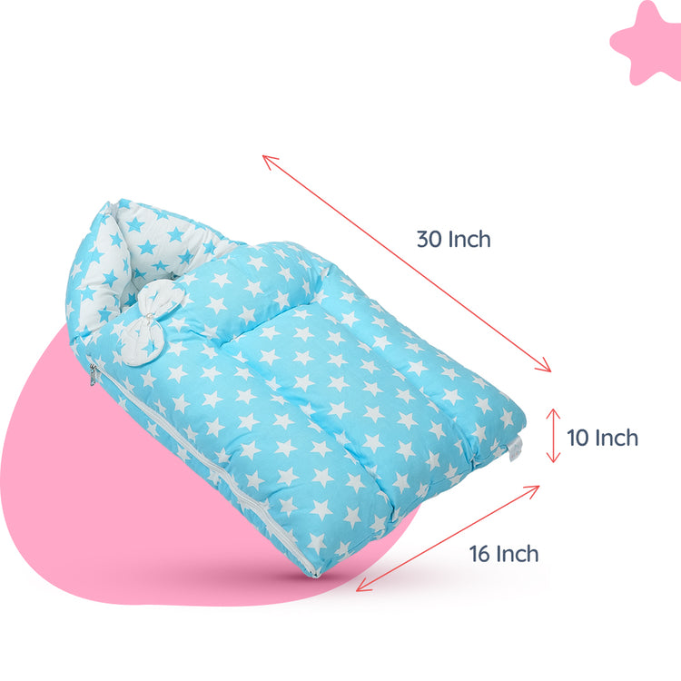 Adorables Baby Holder | Sky Blue & White | Star Print & Bow Work | Cotton & Recron