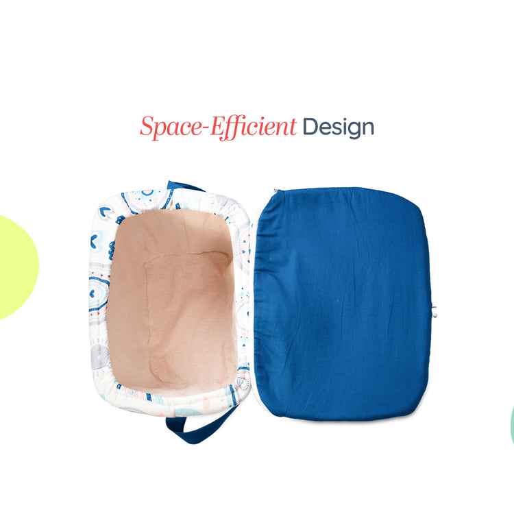 Adorables Baby Basket (Large) | Lightweight Storage | Royal Blue & White Rainbow Design | Organizer for Baby Essentials