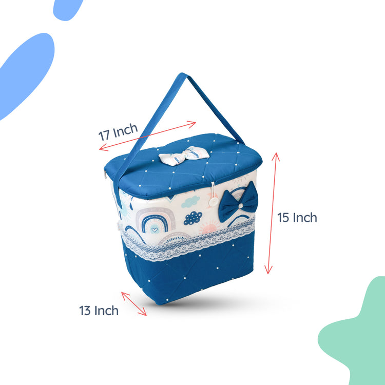Adorables Baby Basket (Large) | Lightweight Storage | Royal Blue & White Rainbow Design | Organizer for Baby Essentials