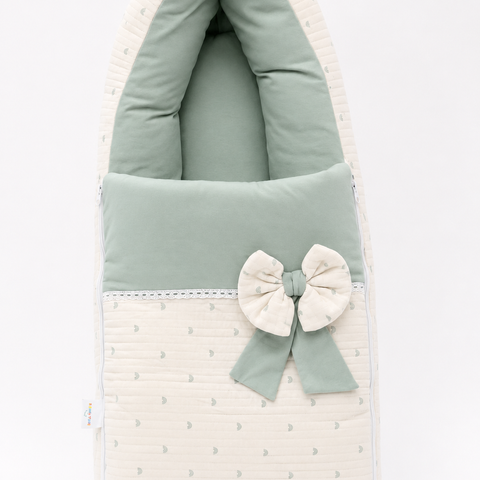 Adorables Baby Sleeping Bag | Rainbow Charm & Green | Cute Rainbow Print, Bow Work & Lace Design | Cotton & Recron