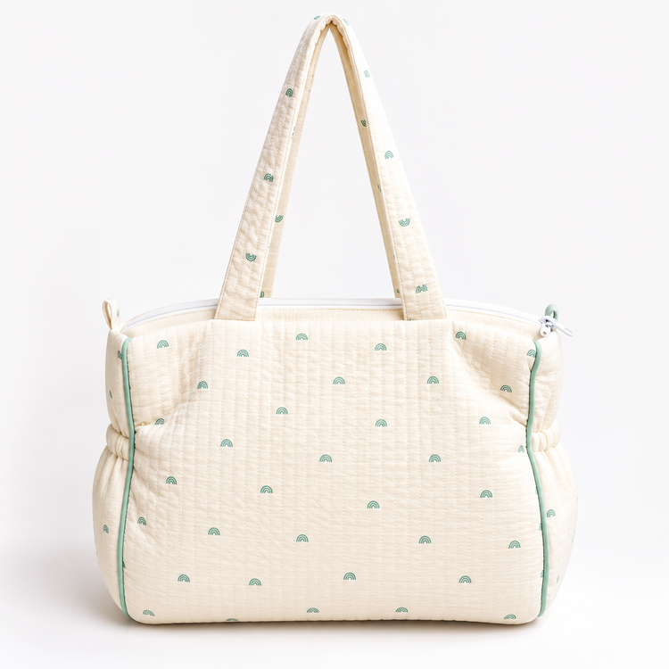 Adorables Diaper Bag for Moms | Rainbow Charm & Green | Cotton & Foam LD | Baby Diaper Bag with Elegant Lace Design