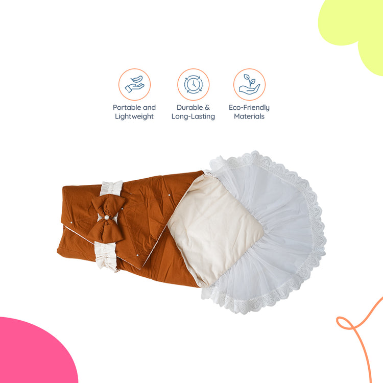 Adorables Receiving Blanket | Coffee & Off White | Cotton with Recron | Soft & Elegant Swaddle