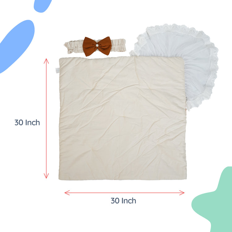 Adorables Receiving Blanket | Coffee & Off White | Cotton with Recron | Soft & Elegant Swaddle