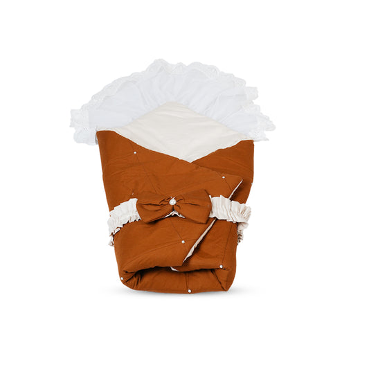 Adorables Receiving Blanket | Coffee & Off White | Cotton with Recron | Soft & Elegant Swaddle