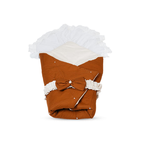 Adorables Receiving Blanket | Coffee & Off White | Cotton with Recron | Soft & Elegant Swaddle