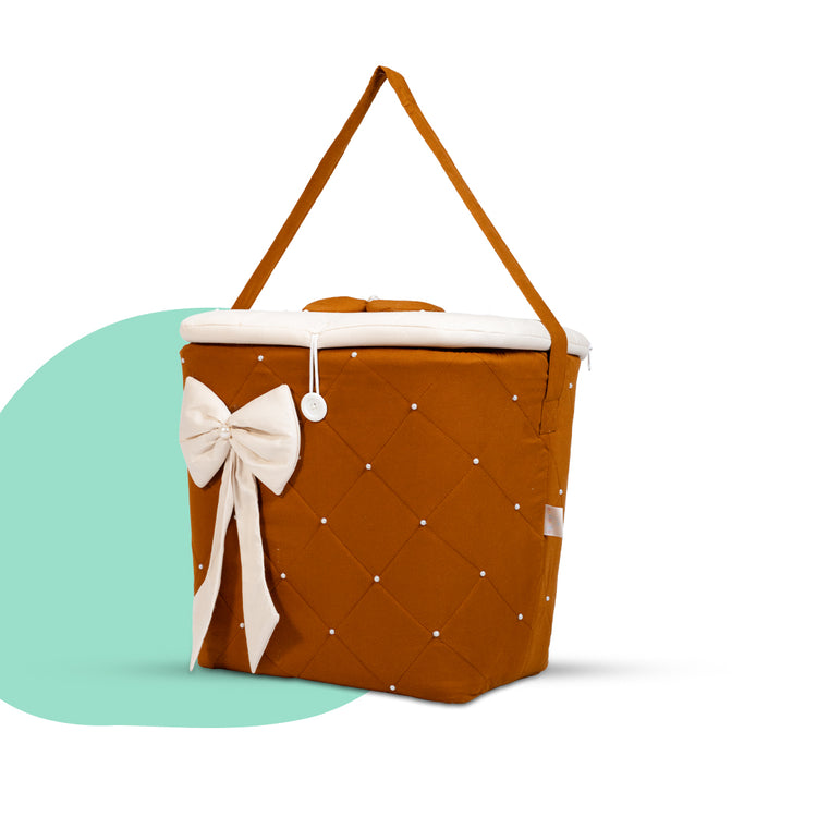 Adorables Baby Basket (Large) | Lightweight Storage | Coffee & Off White Check Design | Organizer for Baby Essentials