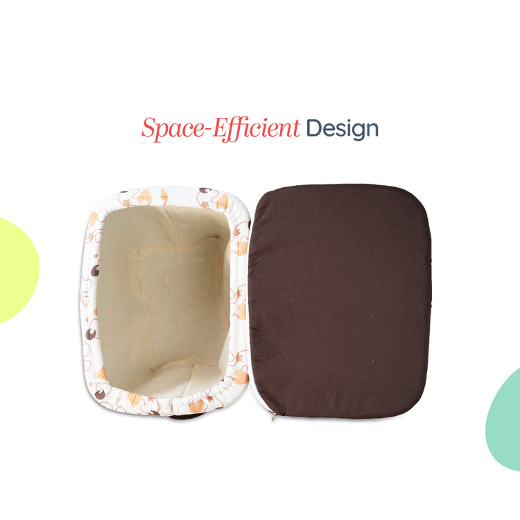 Adorables Baby Basket (Large) | Lightweight Storage | Coffee & White Heart Design | Organizer for Baby Essentials