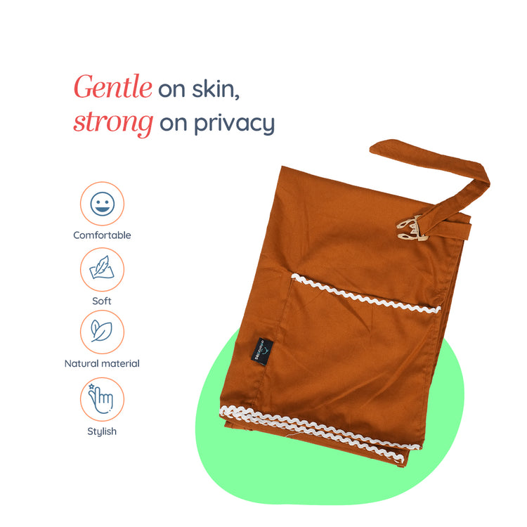 Adorables Feeding Cover | Coffee | Cotton | Lace Design | Pocket for Convenience