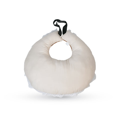 Adorables Feeding Pillow | Coffee & Off White | Cotton with Recron | Lace Design