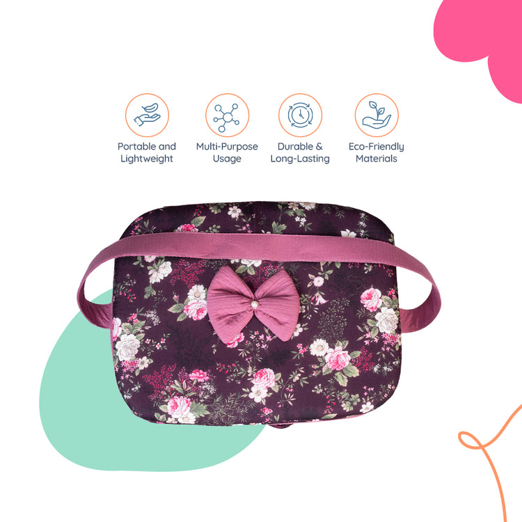 Adorables Baby Basket (Large) | Lightweight Storage | Grape & Dusted Pink Floral Design | Organizer for Baby Essentials