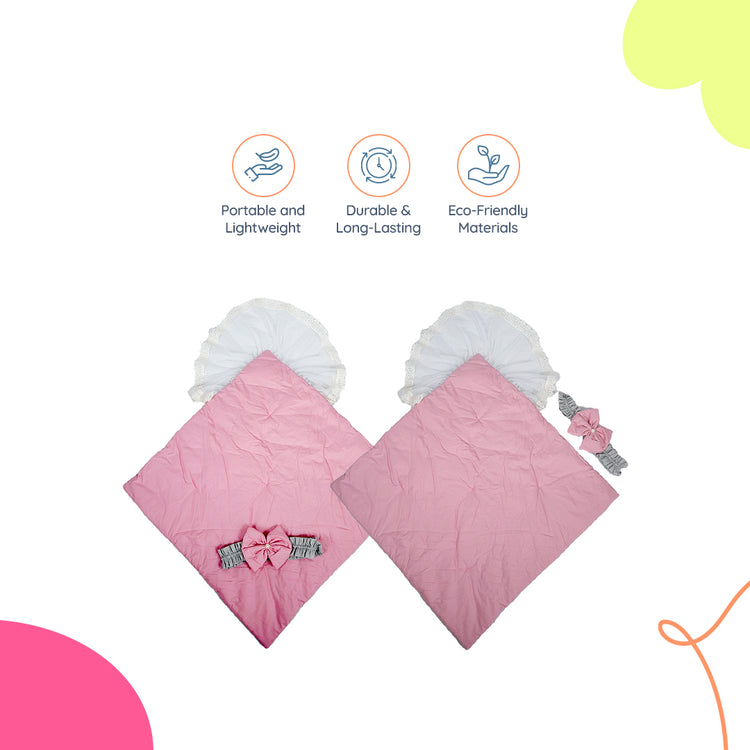 Adorables Receiving Blanket | Grey & Pink | Cotton with Recron | Soft & Elegant Swaddle