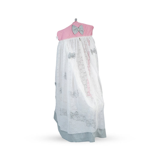 Adorables Cradle Set | Grey & Pink | Cotton with Net | Elegant & Secure Sleeping Space