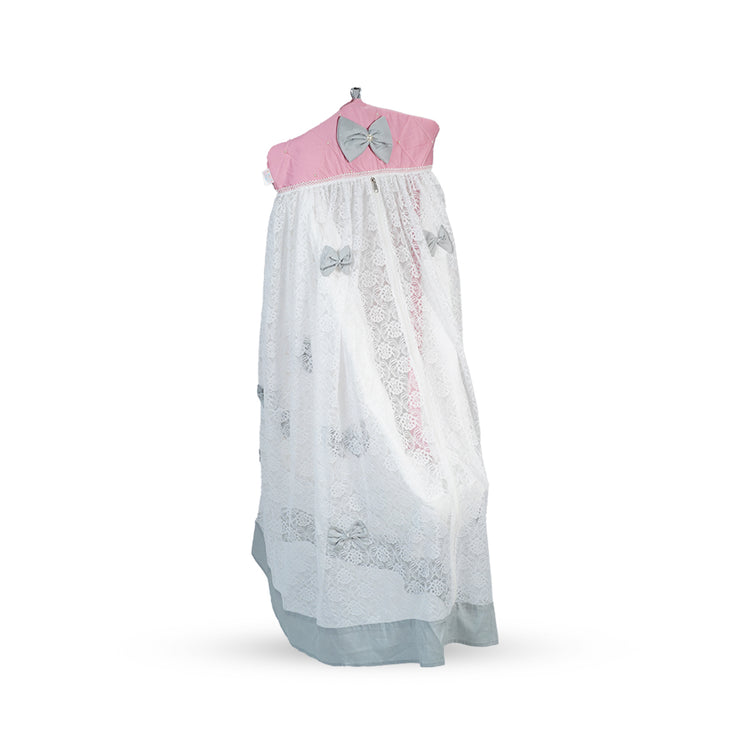 Adorables Cradle Set | Grey & Pink | Cotton with Net | Elegant & Secure Sleeping Space