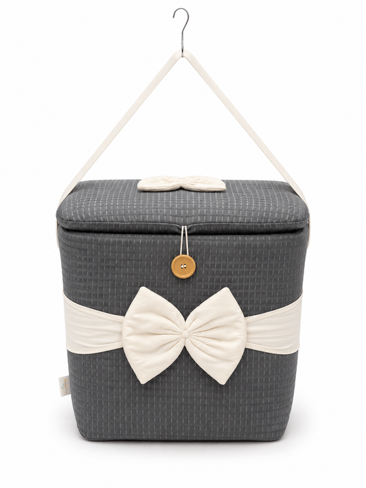 Adorables Baby Basket (Large) | Lightweight Storage | Soft Linea Grey in White | Organizer for Baby Essentials