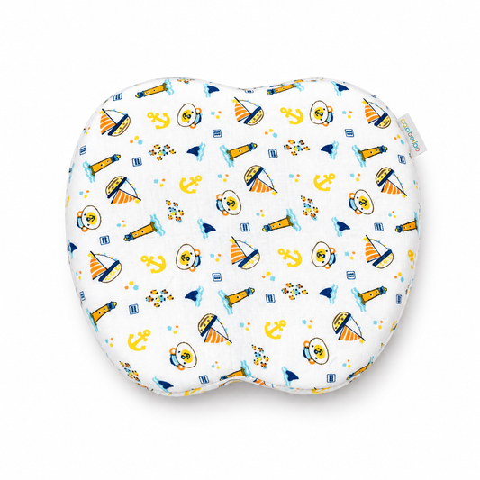 Adorables Neck Pillow for Newborn | Baby Sailor Cub Print | Memory Foam & Muslin | Soft Baby Neck Support Pillow