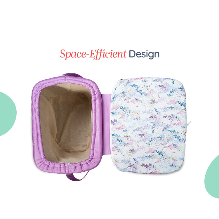 Adorables Baby Basket (Large) | Lightweight Storage | Lavender & White Floral Design | Organizer for Baby Essentials