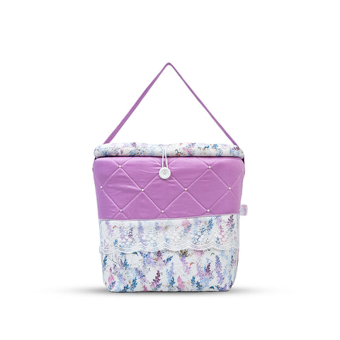 Adorables Baby Basket (Large) | Lightweight Storage | Lavender & White Floral Design | Organizer for Baby Essentials