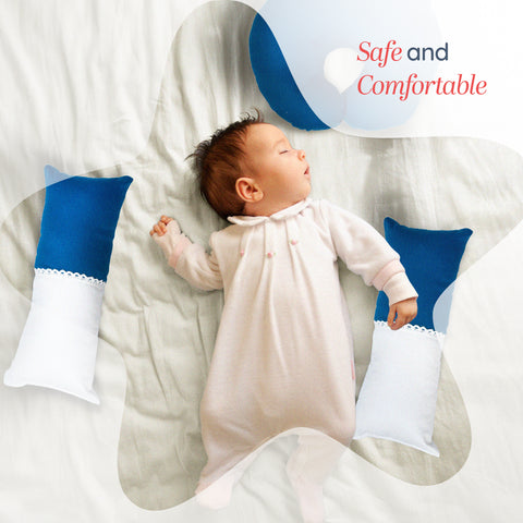 Adorables Pillow Set – Blue & White | Lace Design with Side & Neck Pillows