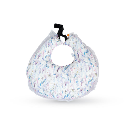 Adorables Feeding Pillow | Lavender & White | Floral Print with Lace Design | Cotton with Recron Filling