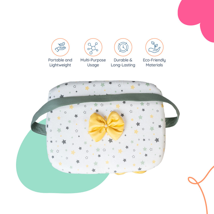 Adorables Baby Basket (Large) | Lightweight Storage | White & Olive Green Star Design | Organizer for Baby Essentials