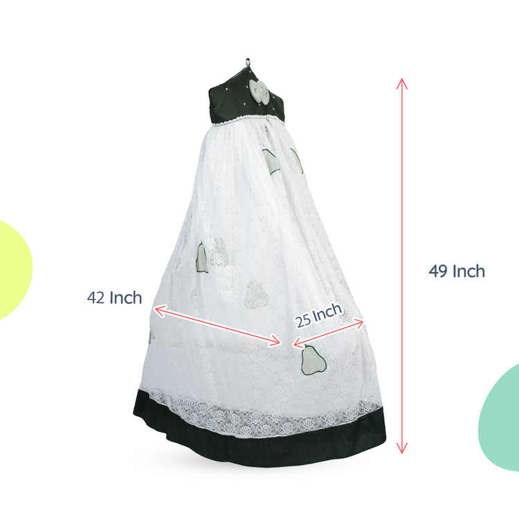 Adorables Cradle Set | Light Green & Dark Green | Cotton with Net | Elegant & Secure Sleeping Space