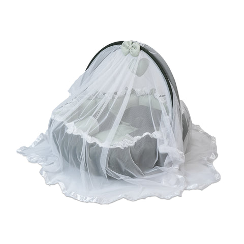 Adorables Round Bed | Light Green & Dark Green | Hanging Pillow, Lace Design | Cotton & Recron