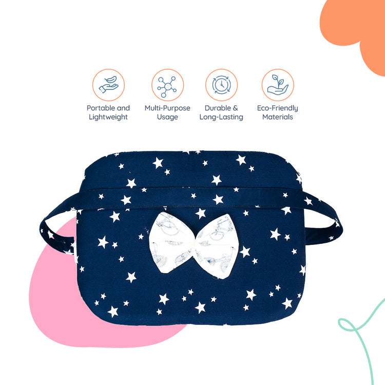 Adorables Baby Basket (Large) | Lightweight Storage | Navy Blue & White Cycle Print | Organizer for Baby Essentials