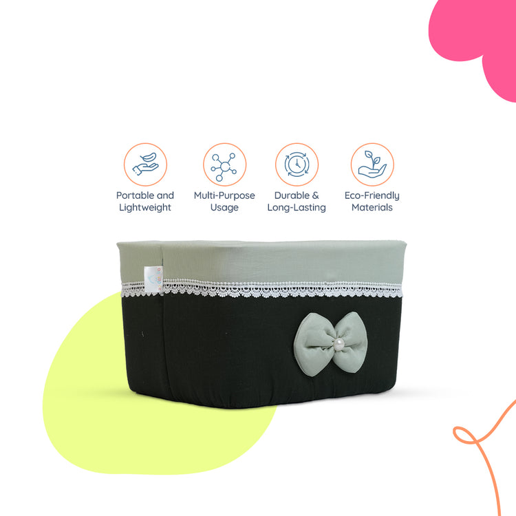Adorables Open Basket | Light Green & Dark Green | Bow & Lace Design | Cotton & Foam LD