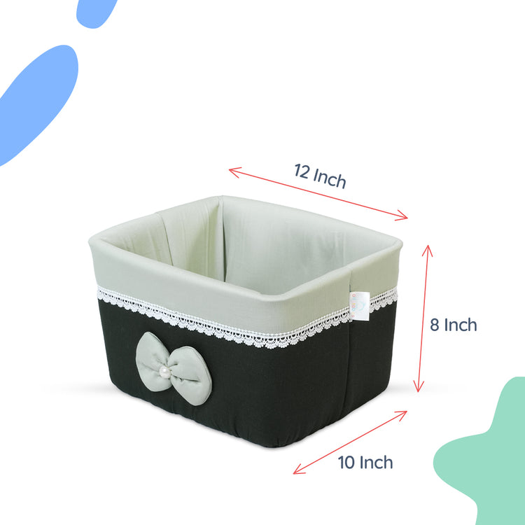 Adorables Open Basket | Light Green & Dark Green | Bow & Lace Design | Cotton & Foam LD