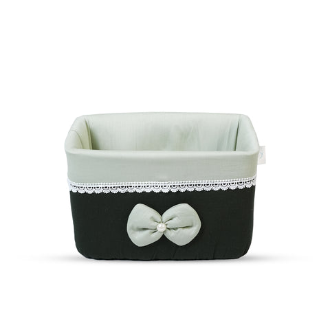 Adorables Open Basket | Light Green & Dark Green | Bow & Lace Design | Cotton & Foam LD
