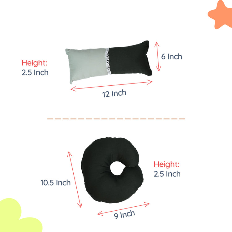 Adorables Pillow Set – Light Green & Dark Green | Lace Design with Side & Neck Pillows