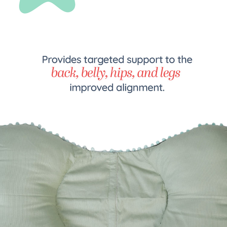 Adorables Pregnancy Pillow-(Small) | Light Green & Dark Green | Pompom Lace Design | Full Body Support