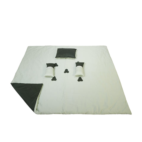 Adorables Quilt-L | Light Green & Dark Green | Cotton & Recron Sheet | Includes Side & Neck Pillows