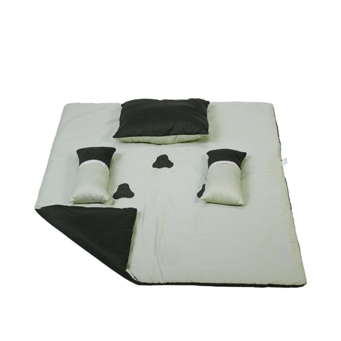 Adorables Quilt-M | Light Green & Dark Green | Cotton & Recron Sheet | Includes Side & Neck Pillows