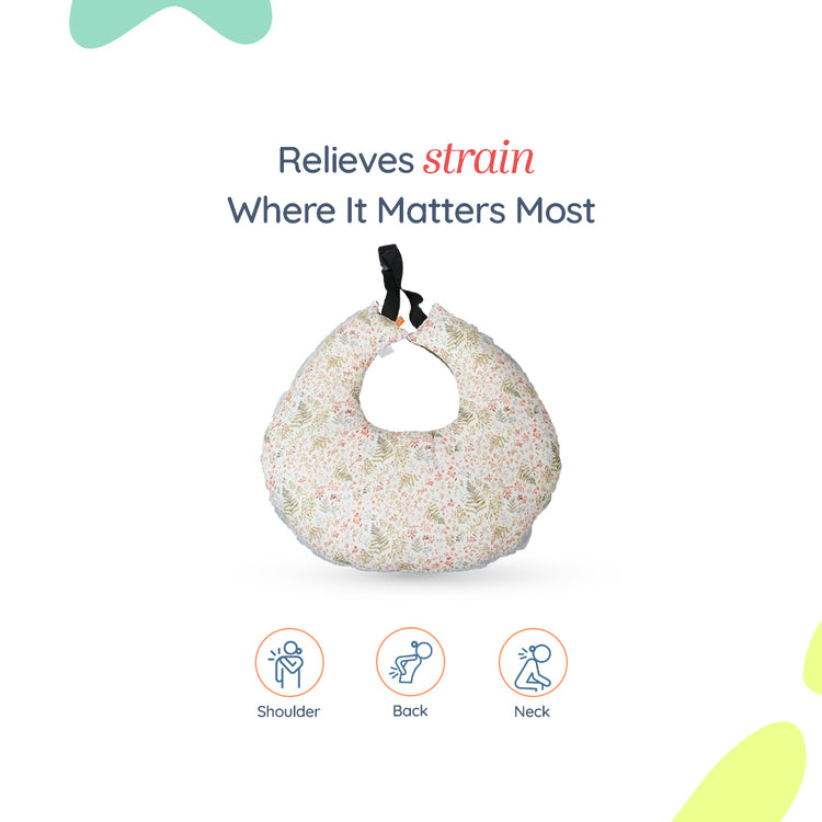 Adorables Feeding Pillow | Olive Green & Off White | Leaf Print with Lace Design | Cotton with Recron Filling