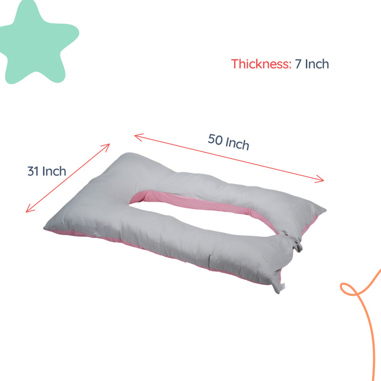 Adorables Pregnancy Pillow – Grey & Pink | Full Body Comfort for Expecting Mothers