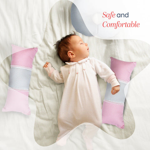 Adorables Pillow Set – Grey & Pink | Lace Design with Side & Neck Pillows