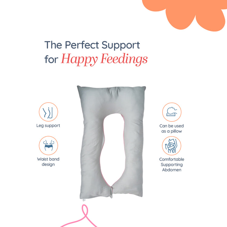 Adorables Pregnancy Pillow – Grey & Pink | Full Body Comfort for Expecting Mothers